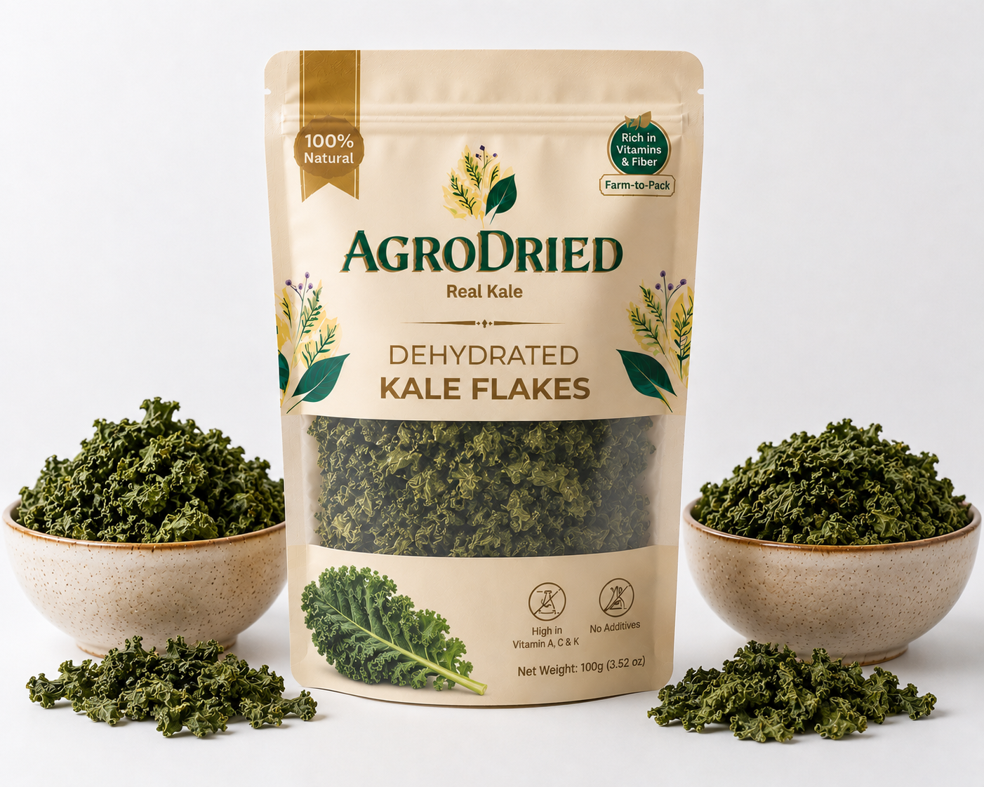 Agro Dried Dehydrated Kale Flakes
